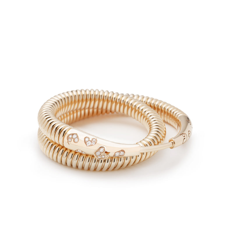 Aqqal Bracelet, Yellow Gold, Half Pavé