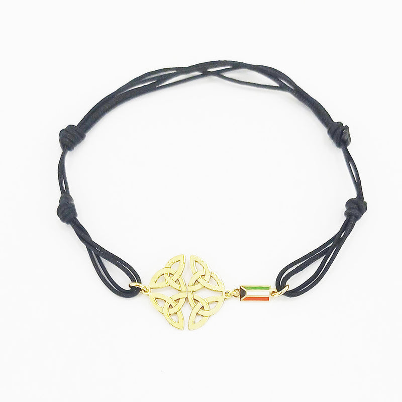 Intisars Power Bracelet,18k Yellow Gold,Black Adjustable Cord