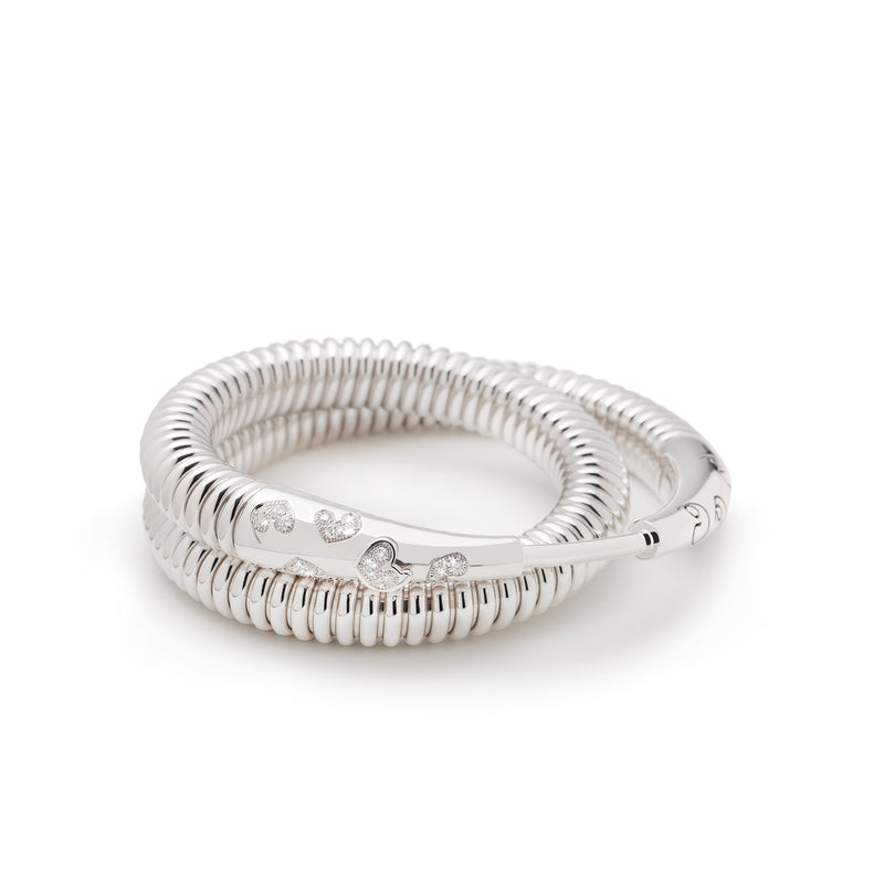 Aqqal Bracelet, White Gold, Half Pavé